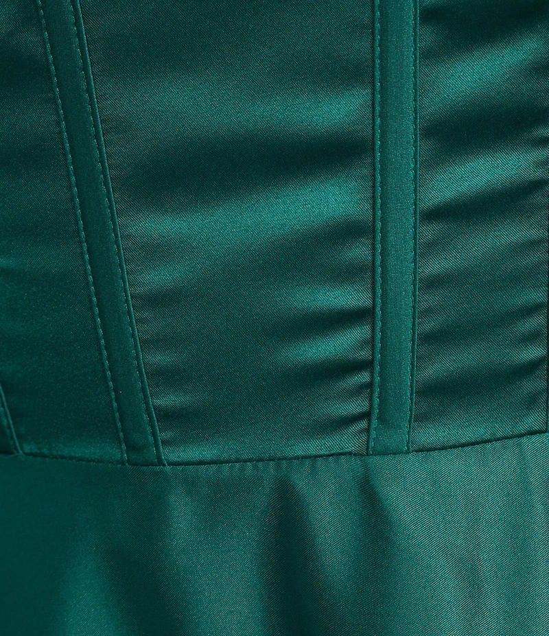 Dear Moon Charmeuse Square Neck Corset Bodice Dress