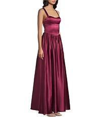 Dear Moon Charmeuse Sweetheart Neck Drop Waist Lace-Up Back Gown