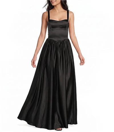Dear Moon Charmeuse Sweetheart Neck Lace Up Back Dress