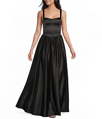 Dear Moon Charmeuse Sweetheart Neck Lace Up Back Dress