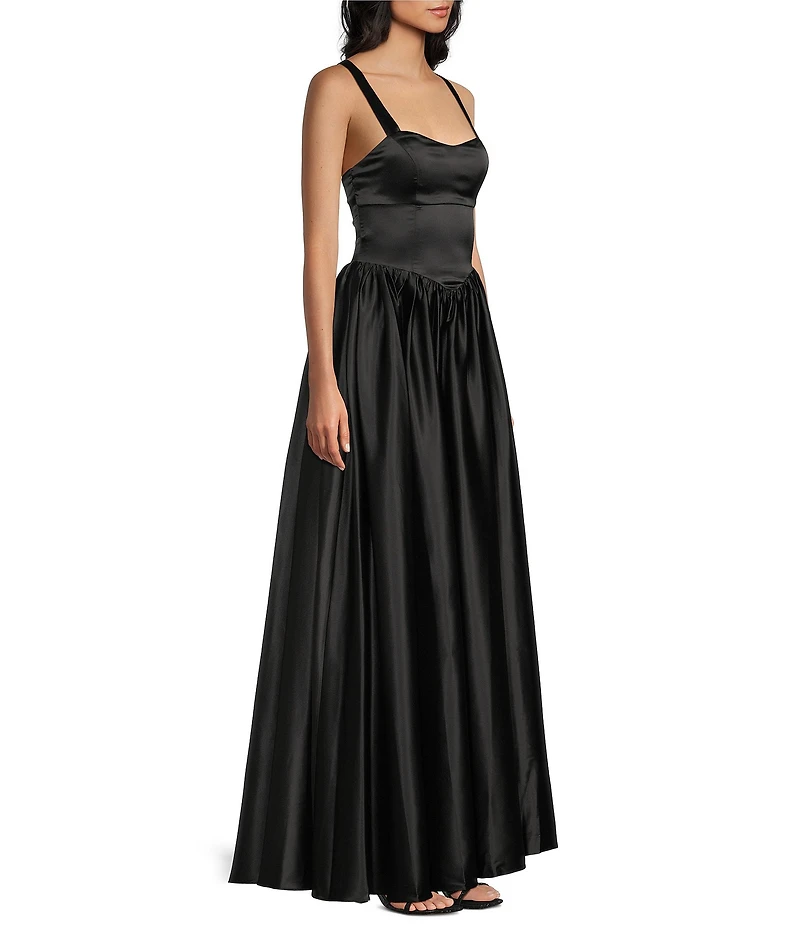 Dear Moon Charmeuse Sweetheart Neck Lace Up Back Dress