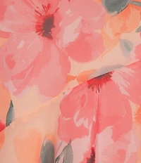 Dear Moon Chiffon Floral Printed Strapless Scarf Maxi Dress