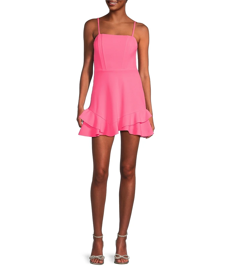 Dear Moon Corset Bodice Bow Back Ruffle Hem Dress