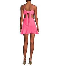 Dear Moon Corset Bodice Bow Back Ruffle Hem Dress