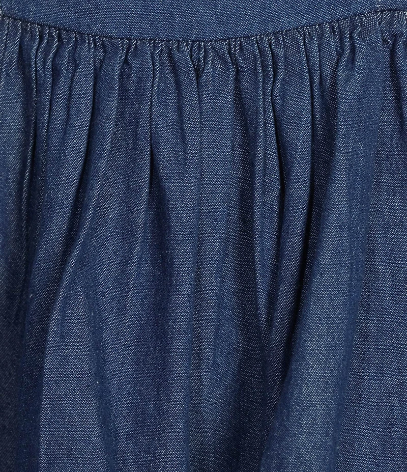 Dear Moon Denim Scoop Neck Double Tiered Dress