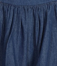 Dear Moon Denim Scoop Neck Double Tiered Dress