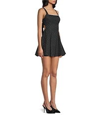 Dear Moon Dotted Square Neck Tie-Back Dress
