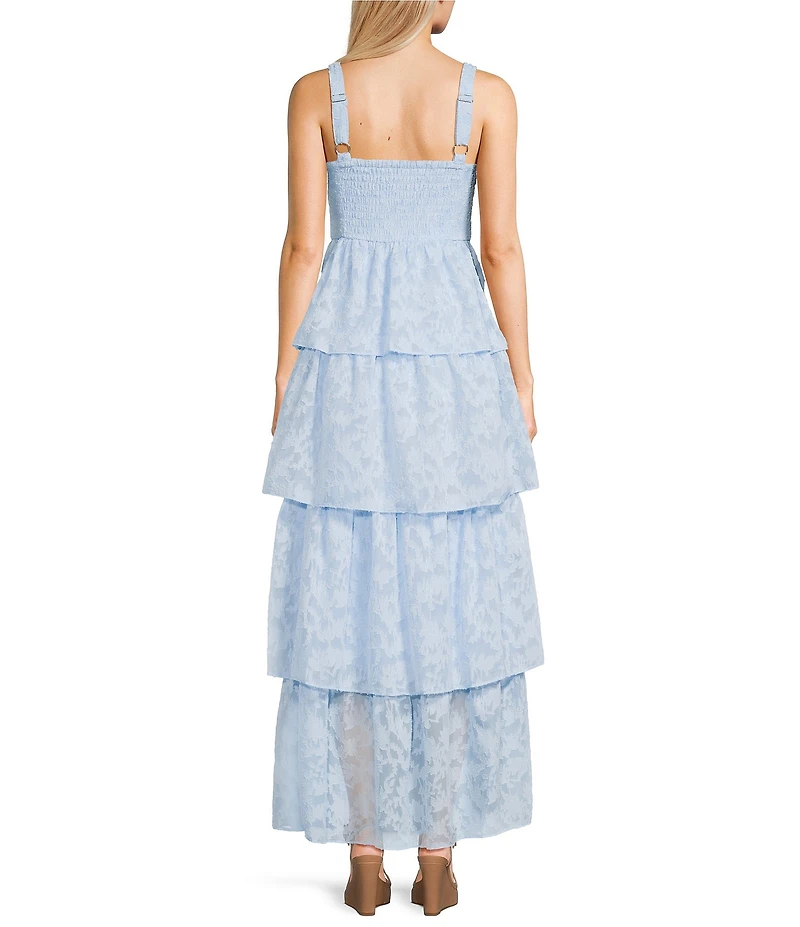 Dear Moon Floral Burnout Sweetheart Neck Maxi Dress