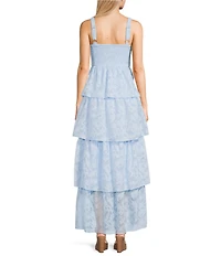 Dear Moon Floral Burnout Sweetheart Neck Maxi Dress