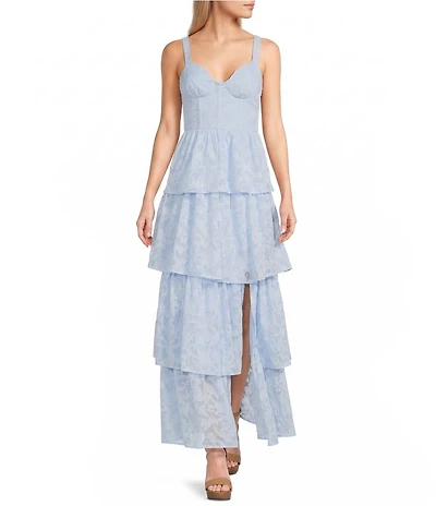 Dear Moon Floral Burnout Sweetheart Neck Maxi Dress