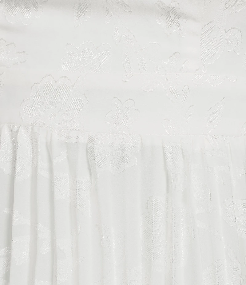 Dear Moon Floral Jacquard Pleated Strapless Midi Dress