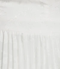 Dear Moon Floral Jacquard Pleated Strapless Midi Dress