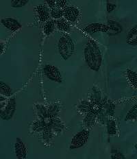 Dear Moon Floral Patterned Sequin Flounce Hem Dress