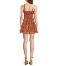 Dear Moon Floral Printed Sweetheart Neck Drop Waist Dress