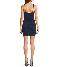 Dear Moon Glitter Knit Rushed Overlap Mini Dress
