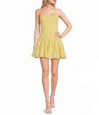 Dear Moon Knit-To-Woven Strapless Tiered Dress