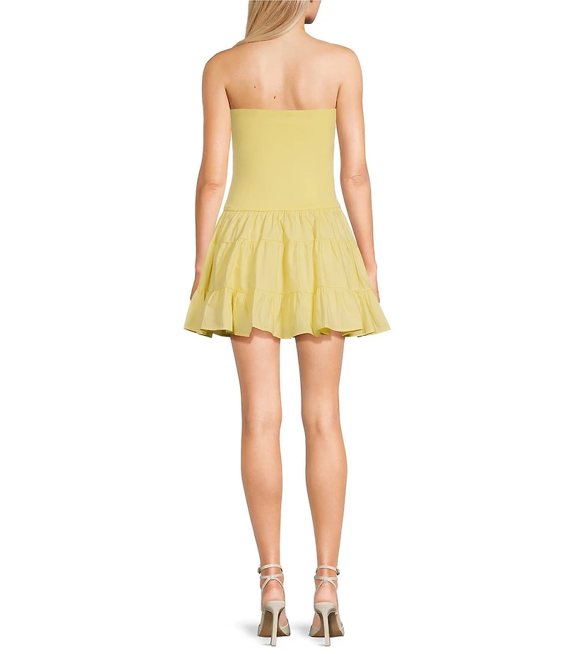 Dear Moon Knit-To-Woven Strapless Tiered Dress
