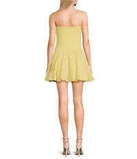 Dear Moon Knit-To-Woven Strapless Tiered Dress