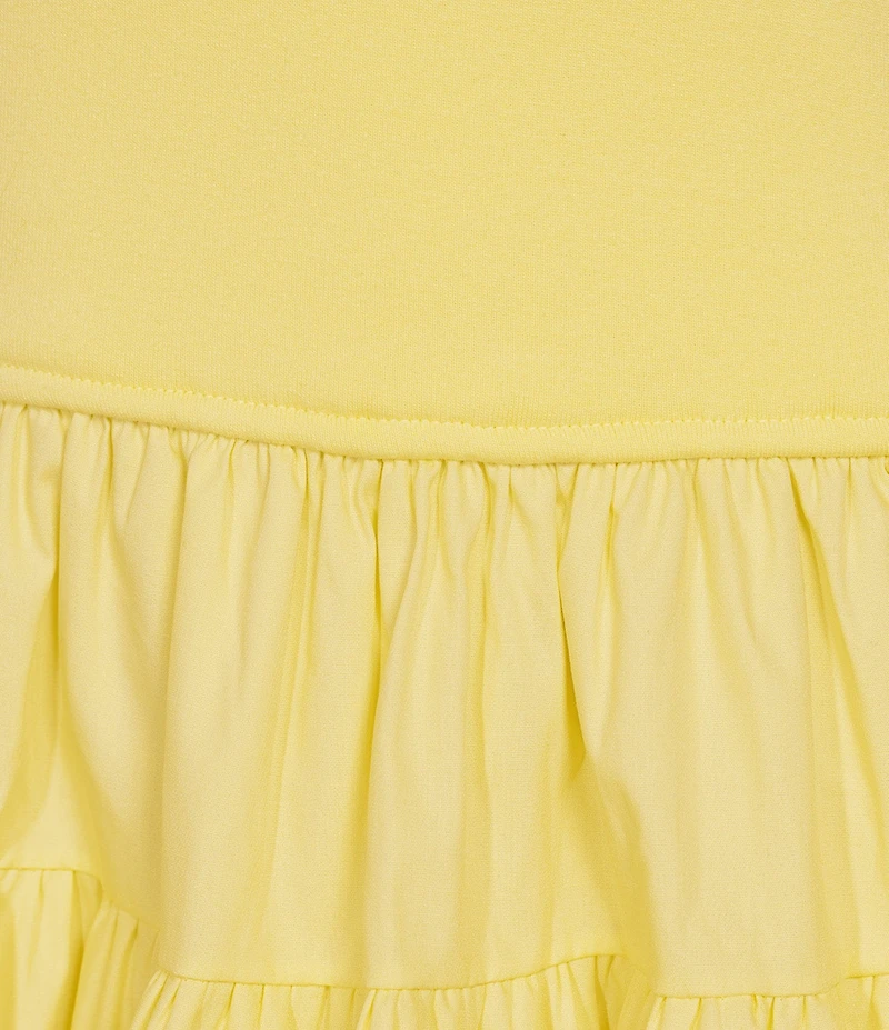 Dear Moon Knit-To-Woven Strapless Tiered Dress