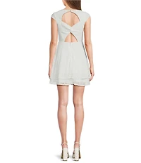 Dear Moon Lace Sweetheart Neck Short Sleeve Twist Back Double Tiered Dress
