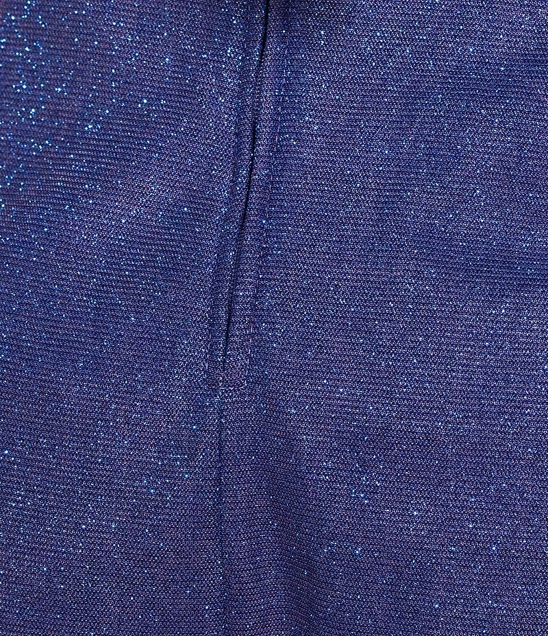 Dear Moon Metallic Square Neck Tie Back Ruffle Hem Dress