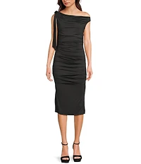 Dear Moon Off The Shoulder Ruched Midi Dress