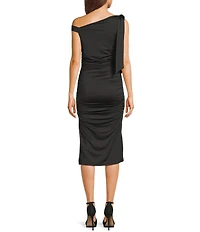 Dear Moon Off The Shoulder Ruched Midi Dress