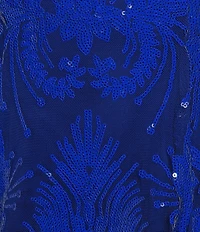 Dear Moon Patterned Sequin Square Neck Tie Back Dress