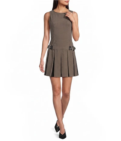 Dear Moon Plaid Belted Pleated Dress