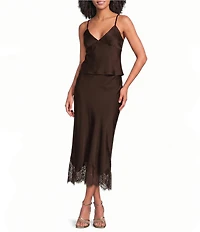 Dear Moon Satin Camisole & Lace Trim Maxi Skirt Set
