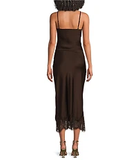 Dear Moon Satin Camisole & Lace Trim Maxi Skirt Set