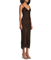 Dear Moon Satin Camisole & Lace Trim Maxi Skirt Set