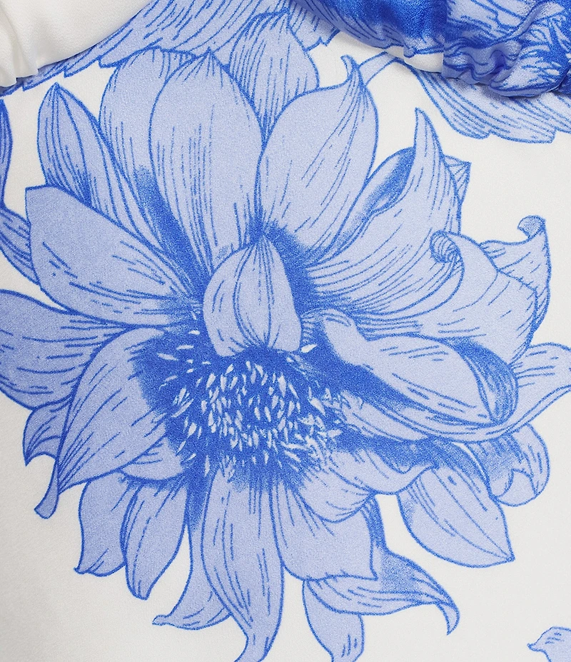 Dear Moon Satin Floral Printed Sweetheart Neck Midi Dress