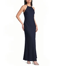 Dear Moon Satin Halter Neck Open Back Maxi Dress