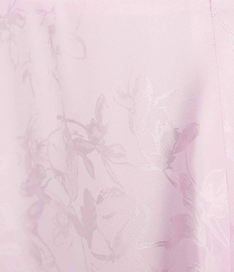 Dear Moon Satin Jacquard Floral V-Neck Front Slit Dress