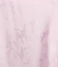 Dear Moon Satin Jacquard Floral V-Neck Front Slit Dress