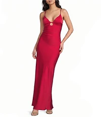 Dear Moon Satin Keyhole Front Lace Up Back Dress