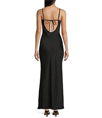 Dear Moon Satin Lace Trim Sweetheart Neck Tie Back Dress