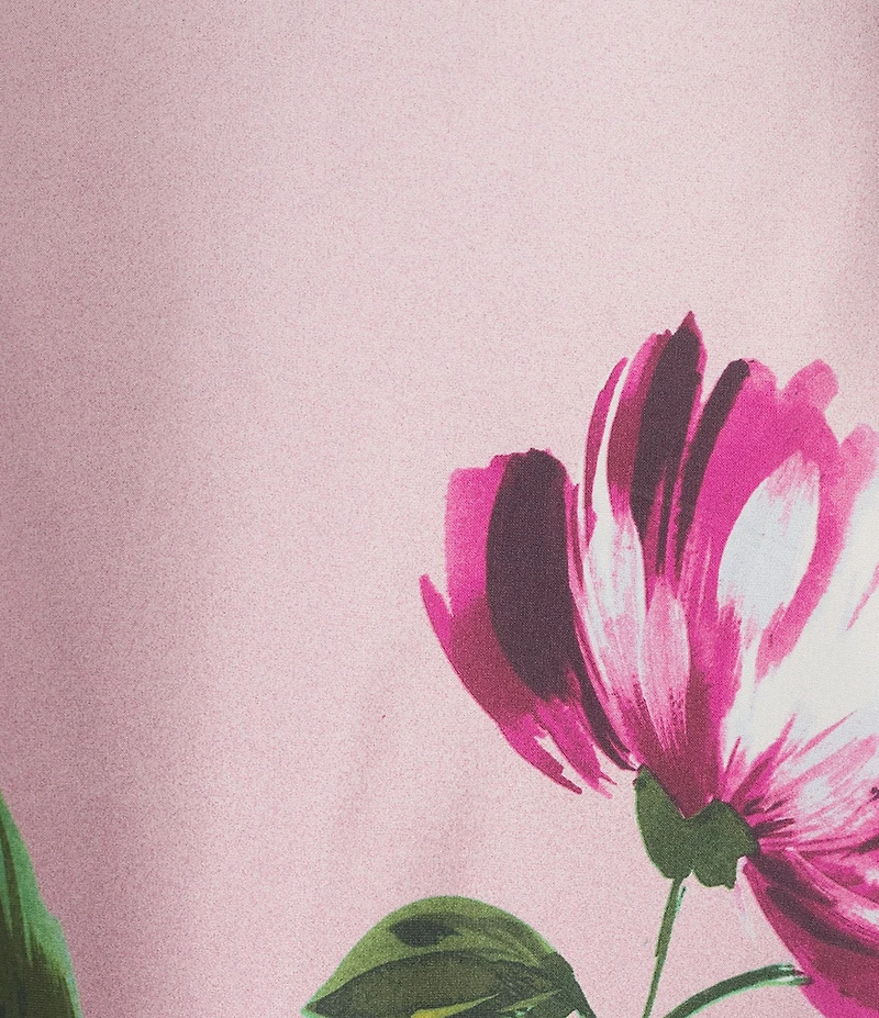 Dear Moon Satin Ombre Floral Placement Printed V-Neck Slip Dress