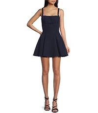 Dear Moon Scuba Crepe Square Neck Tie Back Dress