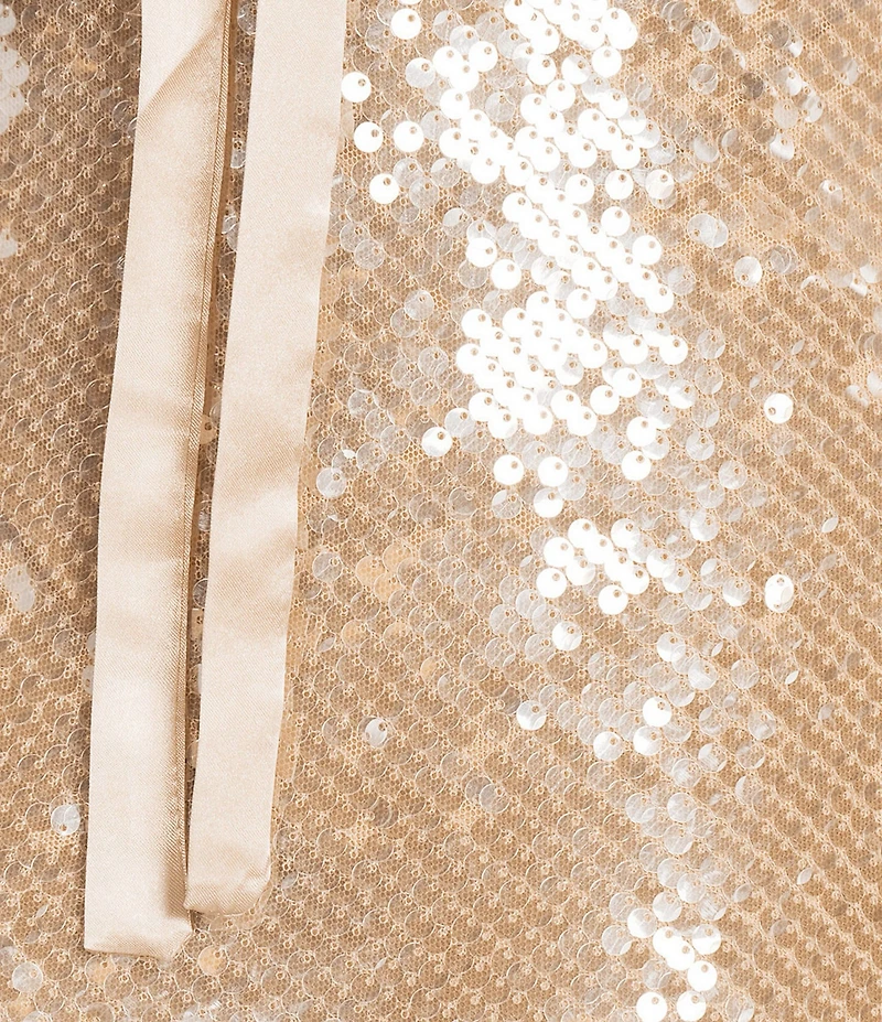 Dear Moon Sequin Mesh V-Neck Side Slit Long Dress