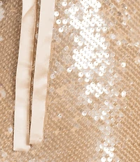 Dear Moon Sequin Mesh V-Neck Side Slit Long Dress