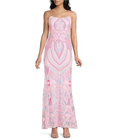 Dear Moon Sequin Patterned Lace Up Back Fitted Dress