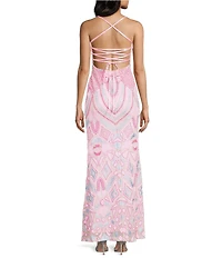 Dear Moon Sequin Patterned Lace Up Back Fitted Dress