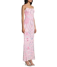 Dear Moon Sequin Patterned Lace Up Back Fitted Dress