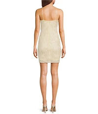 Dear Moon Sequin Patterned Sweetheart Neck Fitted Mini Dress