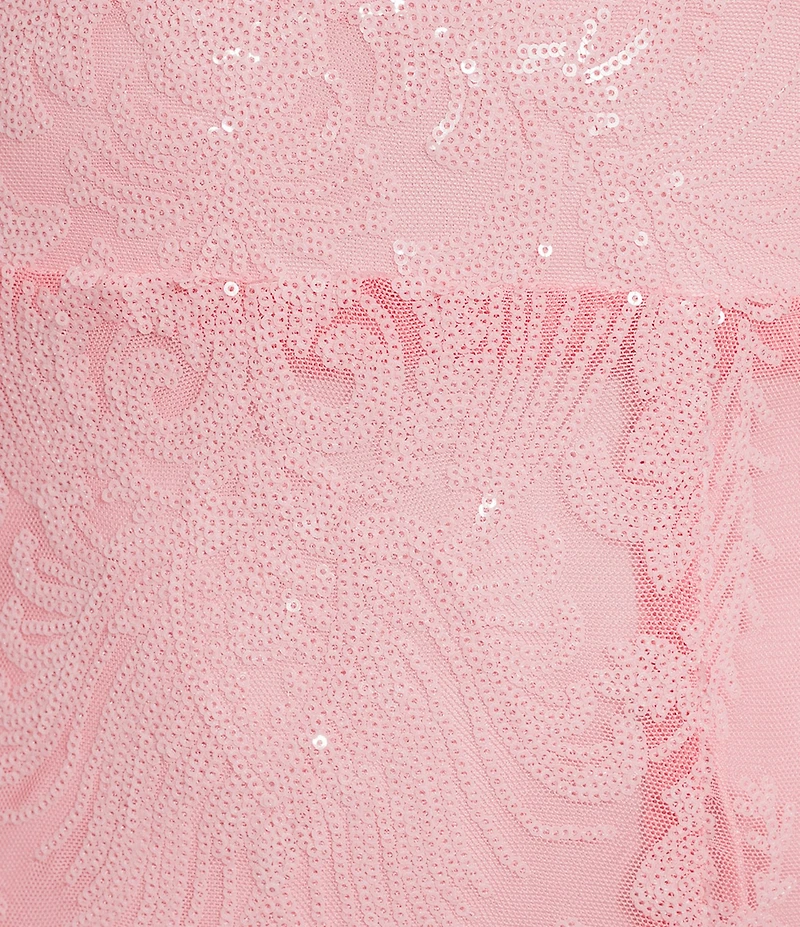 Dear Moon Sequin Patterned Sweetheart Neck Side Slit Dress