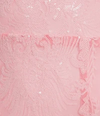 Dear Moon Sequin Patterned Sweetheart Neck Side Slit Dress