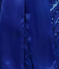 Dear Moon Sequin Patterned V-Neck Satin Tie Back Dress