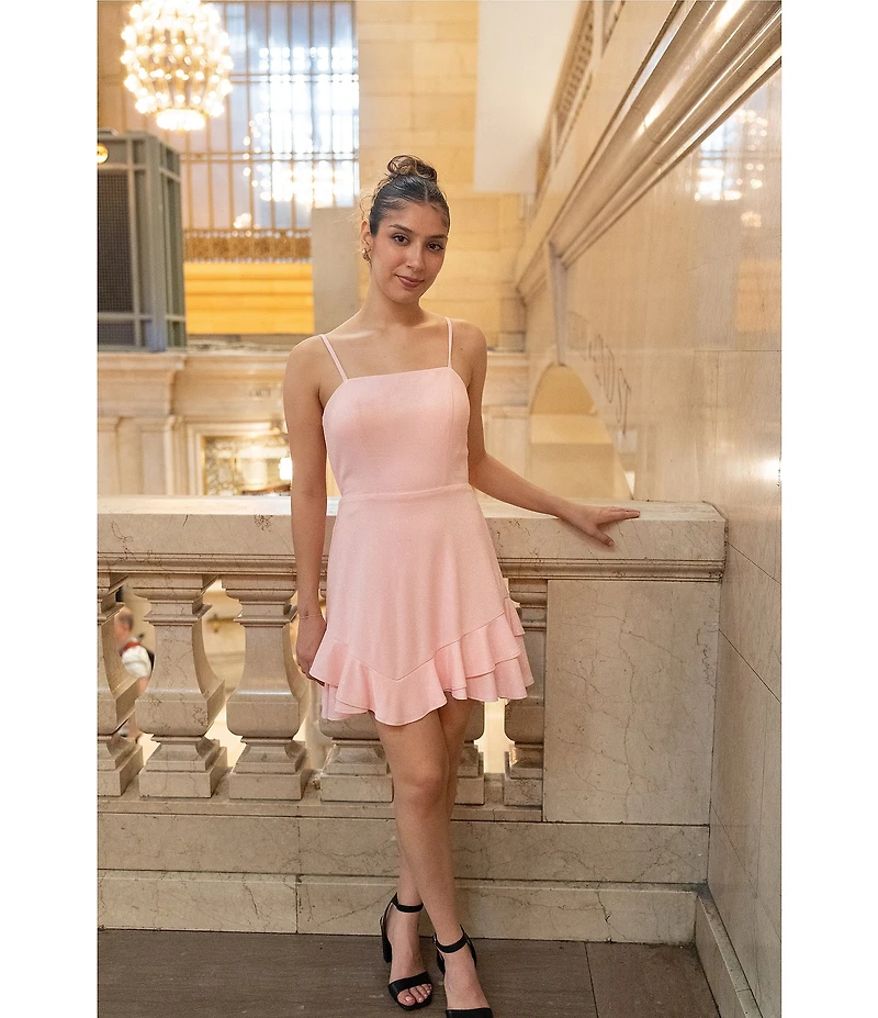 Dear Moon Sherri Shine Double Ruffle Tie Back Dress